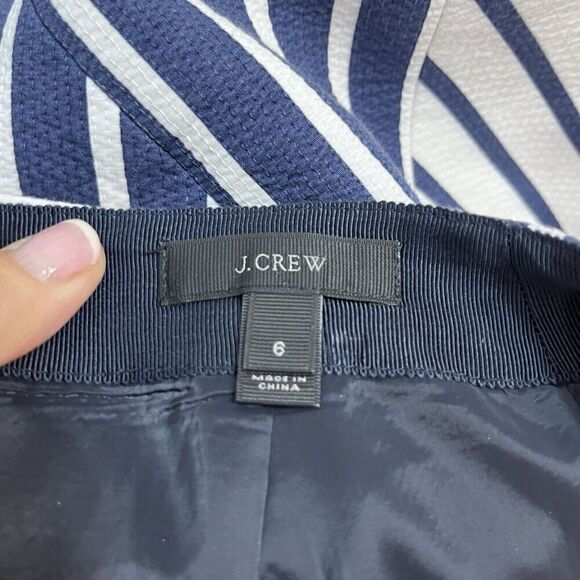J. Crew Skirt size 6 Navy Blue White Stripe Straight Pencil Knee Sailor Nautical - Picture 10 of 10